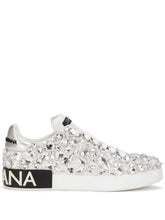 DOLCE & GABBANA Portofino Crystal-embellished Sneakers In White