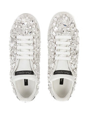 DOLCE & GABBANA Portofino Crystal-embellished Sneakers In White