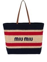 Miu Miu Striped Woven Top Handle Bag
