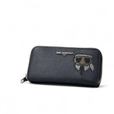 Karl Lagerfeld K/Ikonik Embellished Zip-Around Wallet - Black (Mirror)