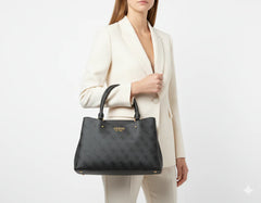 GUESS Quattro G Logo Printed Satchel Bag