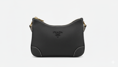Prada Grained Leather Shoulder Bag - Black