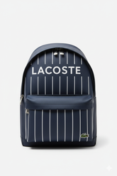 Lacoste Logo Print Pinstripe Backpack - Navy