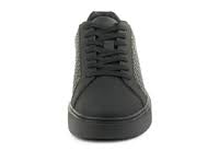 black Calvin Klein Jeans textured lace-up sneakers feature embossed detailing
