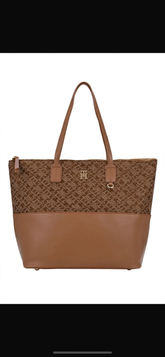 Tommy Hilfiger TH Monogram Jacquard Tote Bag featuring a branded monogram jacquard