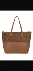 Tommy Hilfiger TH Monogram Jacquard Tote Bag featuring a branded monogram jacquard