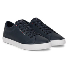 the Tommy Hilfiger Logo Lace-Up Trainers in desert sky navy blue, featuring a clean