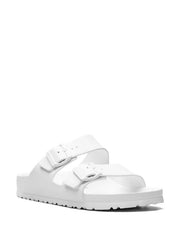 white Birkenstock Arizona EVA Sandals featuring a lightweight, flexible two-