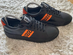 Versace Greca embroidered faux leather sneakers