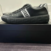 Versace Greca embroidered faux leather sneakers