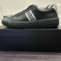 Versace Greca embroidered faux leather sneakers