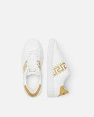 Versace Greca embroidered faux leather sneakers
