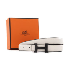 Hermès H Belt Buckle & Reversible Leather Strap - White/Black