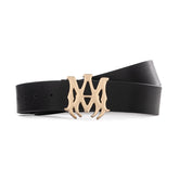 Amiri logo-buckle leather belt | Black/Gold