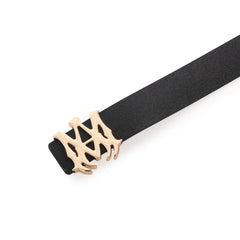 Amiri logo-buckle leather belt | Black/Gold