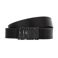 Amiri Logo grain leather belt | Black
