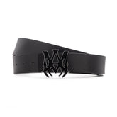 Amiri logo-buckle leather belt | Black