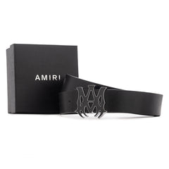 Amiri logo-buckle leather belt | Black