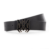 Amiri logo-buckle leather belt | Black/Gold