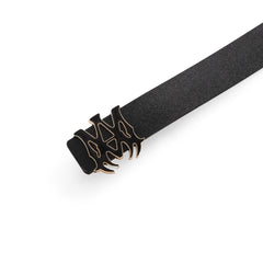 Amiri logo-buckle leather belt | Black/Gold