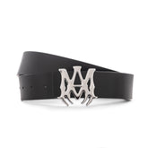 Amiri logo-buckle leather belt | Black/silver