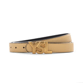 Saint Laurent Cassandre Leather Belt - light beige/black