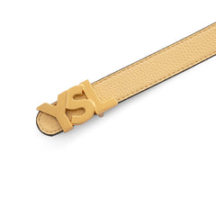 Saint Laurent Cassandre Leather Belt - light beige/black