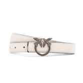 Pinko Lovebirds Design Slim Leather Belt -White
