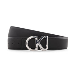 Calvin Klein Jeans Leather Belt For Men | Black/Silver