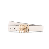 Miu Miu logo-lettering Leather Belt | White