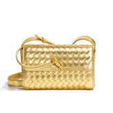 Bottega Veneta Intrecciato Leather Shoulder Bag - Gold