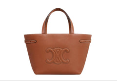 Celine Mini cabas Anais cuir Triomphe in grained calfskin - Tan (Mirror)