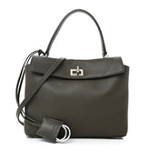 Balenciaga Natural Smooth Calfskin Mini Rodeo Top Handle Handbag - Black