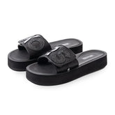 Michael Kors Logo Glitter Wedge Slides Women - Black