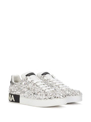 DOLCE & GABBANA Portofino Crystal-embellished Sneakers In White