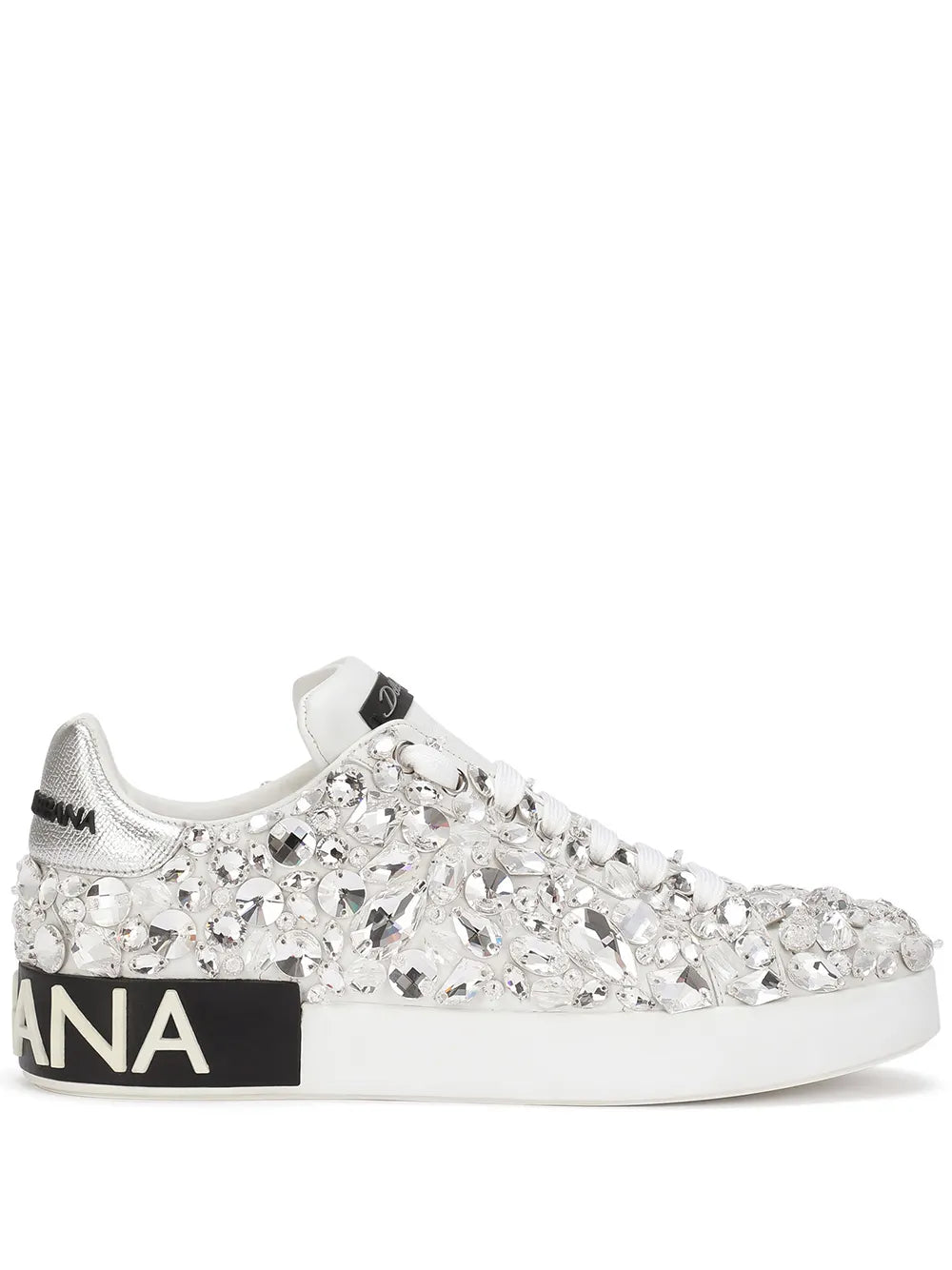 DOLCE & GABBANA Portofino Crystal-embellished Sneakers In White