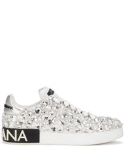 DOLCE & GABBANA Portofino Crystal-embellished Sneakers In White
