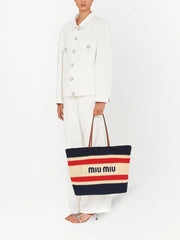 Miu Miu Striped Woven Top Handle Bag