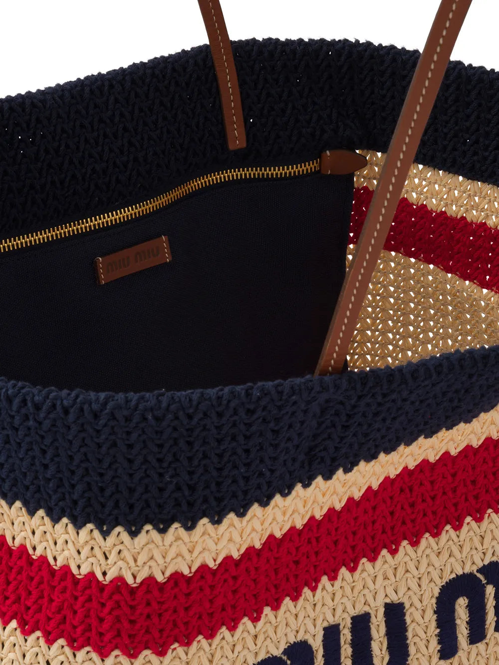 Miu Miu Striped Woven Top Handle Bag