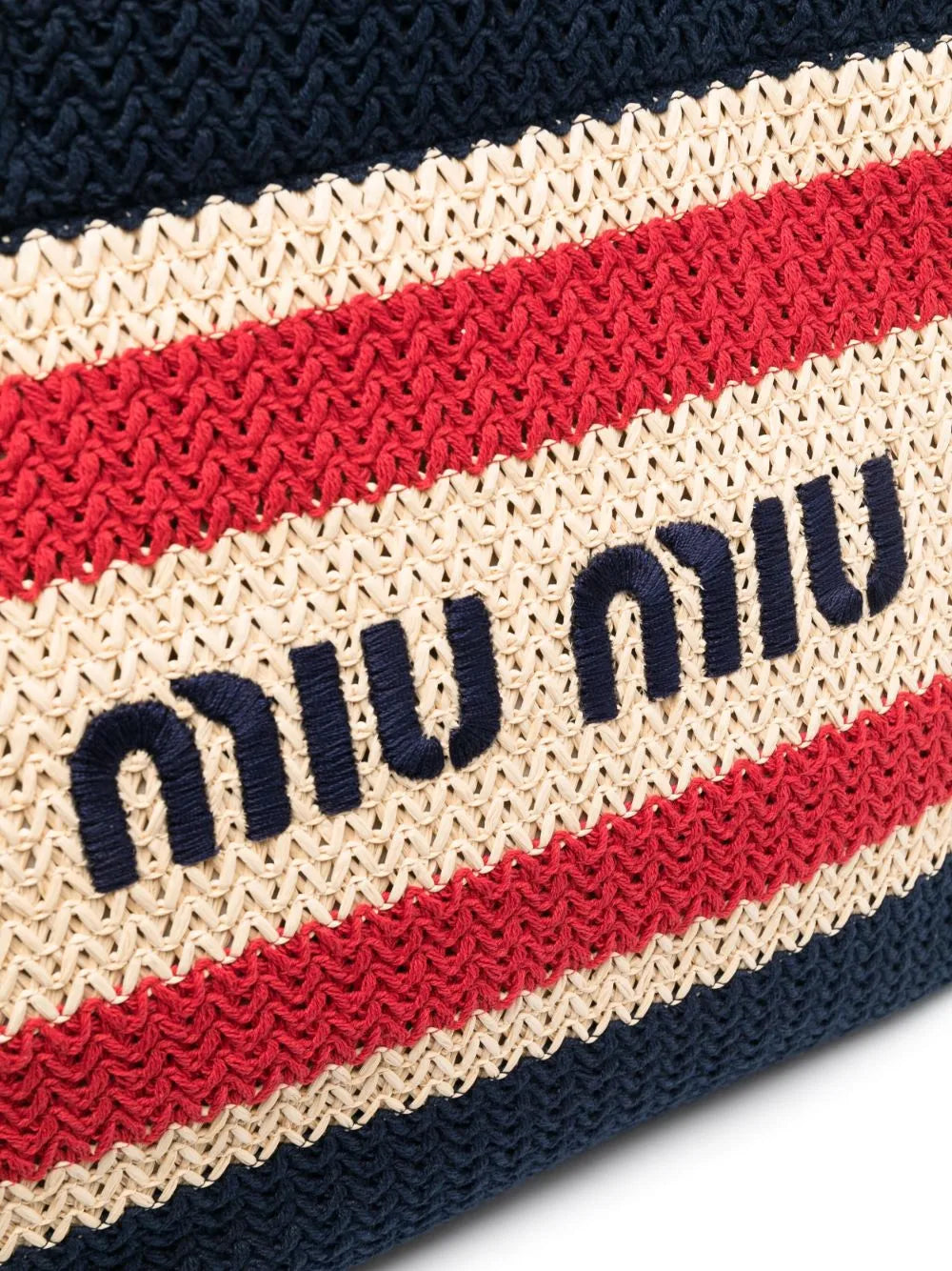 Miu Miu Striped Woven Top Handle Bag