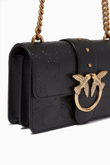 Pinko Mini Love Icon Bag in Monogram Leather -Black (Mirror)