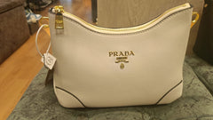 Prada Grained Leather Shoulder Bag - White