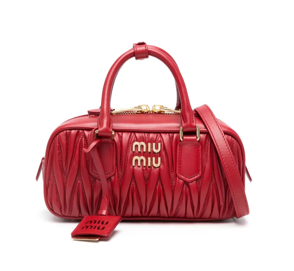 Miu Miu Arcadie matelassé leather bag |Red (Mirror)
