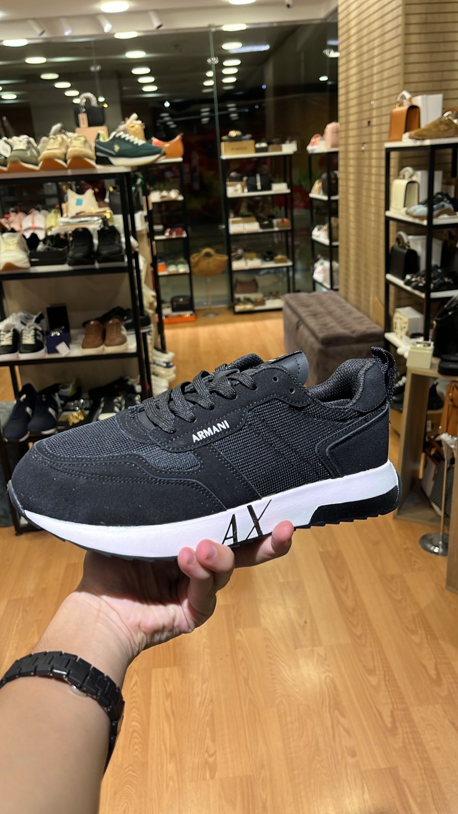 Armani Exchange Men's AX Logo Sneakers - Black (Mirror)