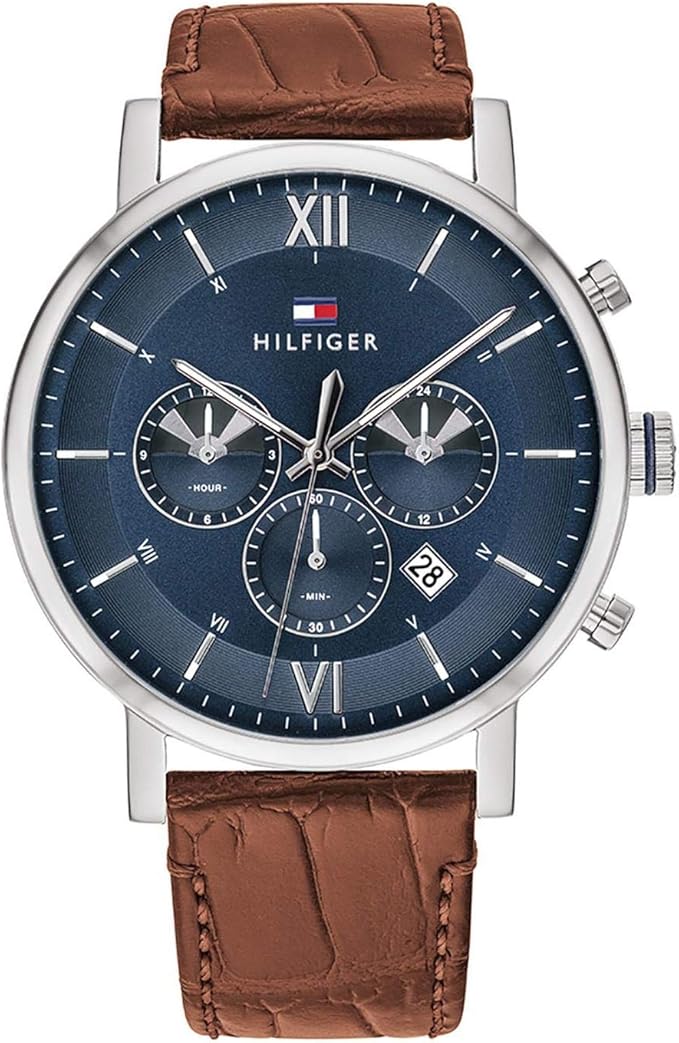 Tommy Hilfiger Men's Analogue Quartz Watch with Leather Calfskin Strap