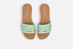 Dior Dway Slide in Aqua and Beige Woven Raffia