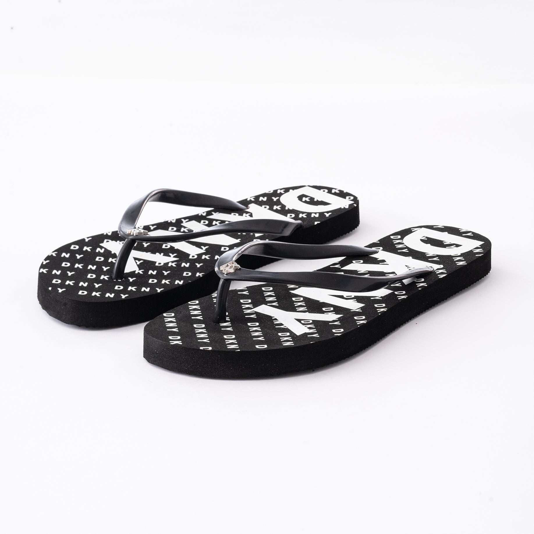 DKNY Black/ White Logo Slipper