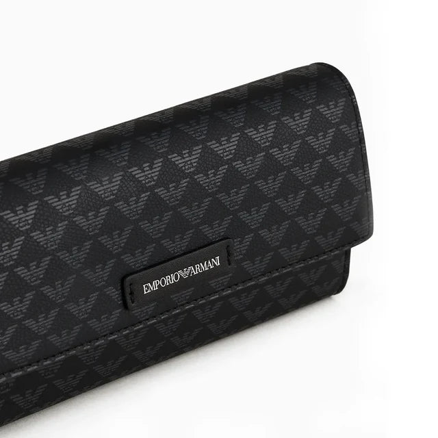 EMPORIO ARMANI MONOGRAM FLAP WALLET