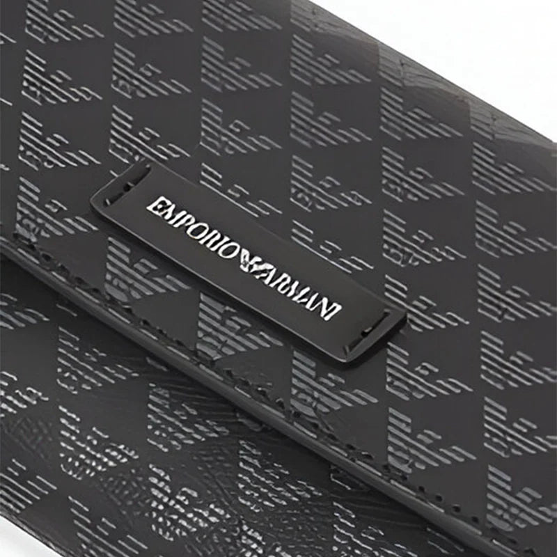 EMPORIO ARMANI MONOGRAM FLAP WALLET