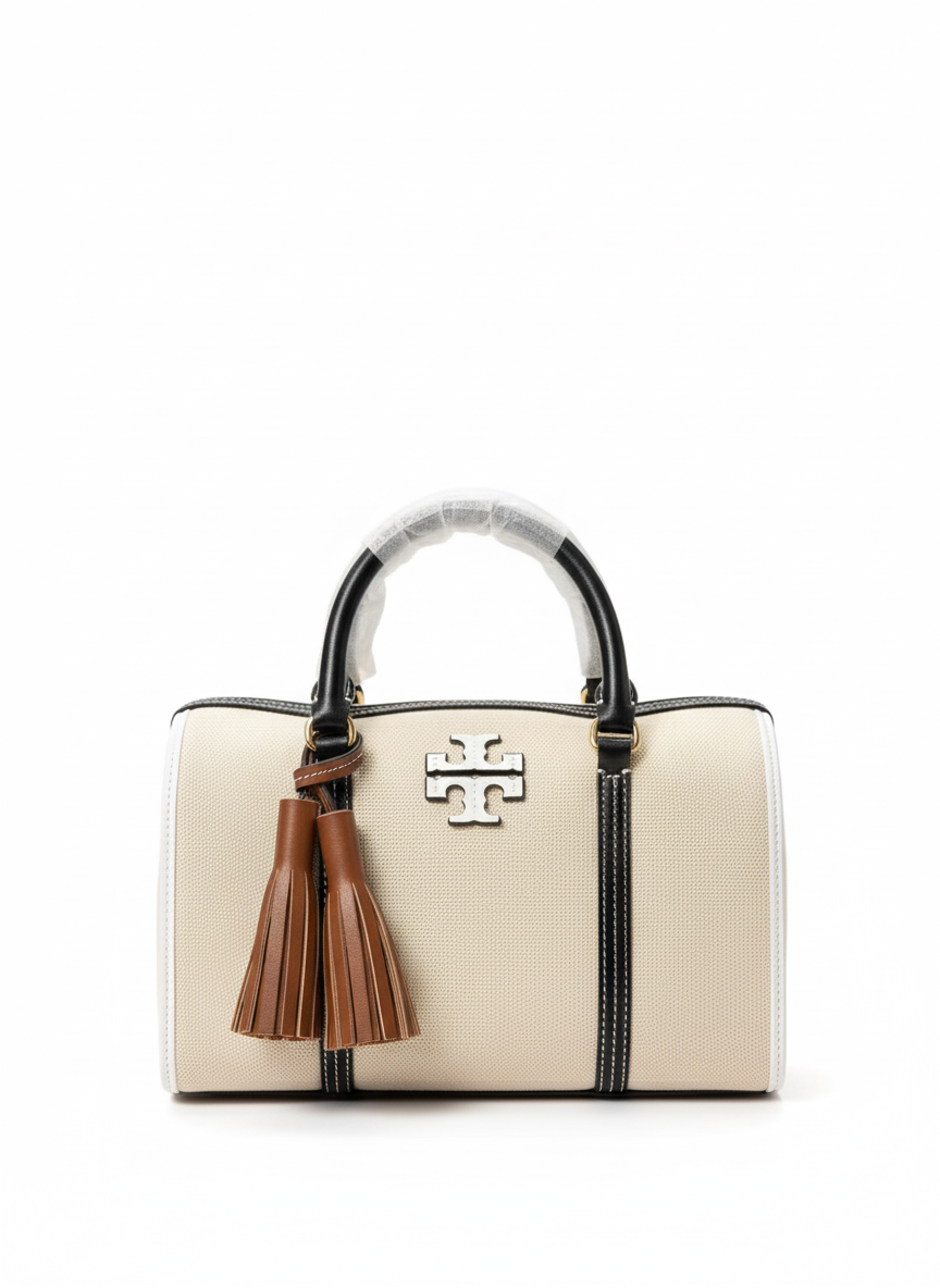 Tory Burch Canvas Mini Barrel Bag - Beige
